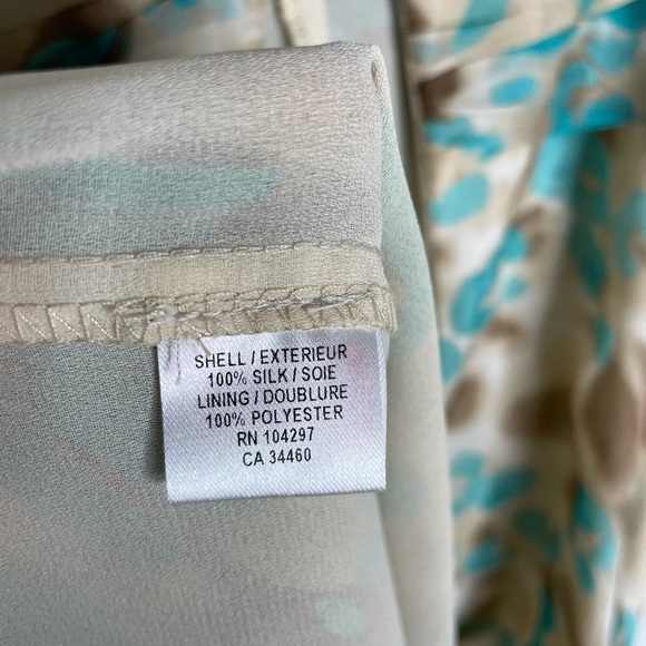 Milly Leopard Silk Turquoise Blue Beige Spaghetti Strap Slip Dress 8 Romantic - Picture 6 of 8